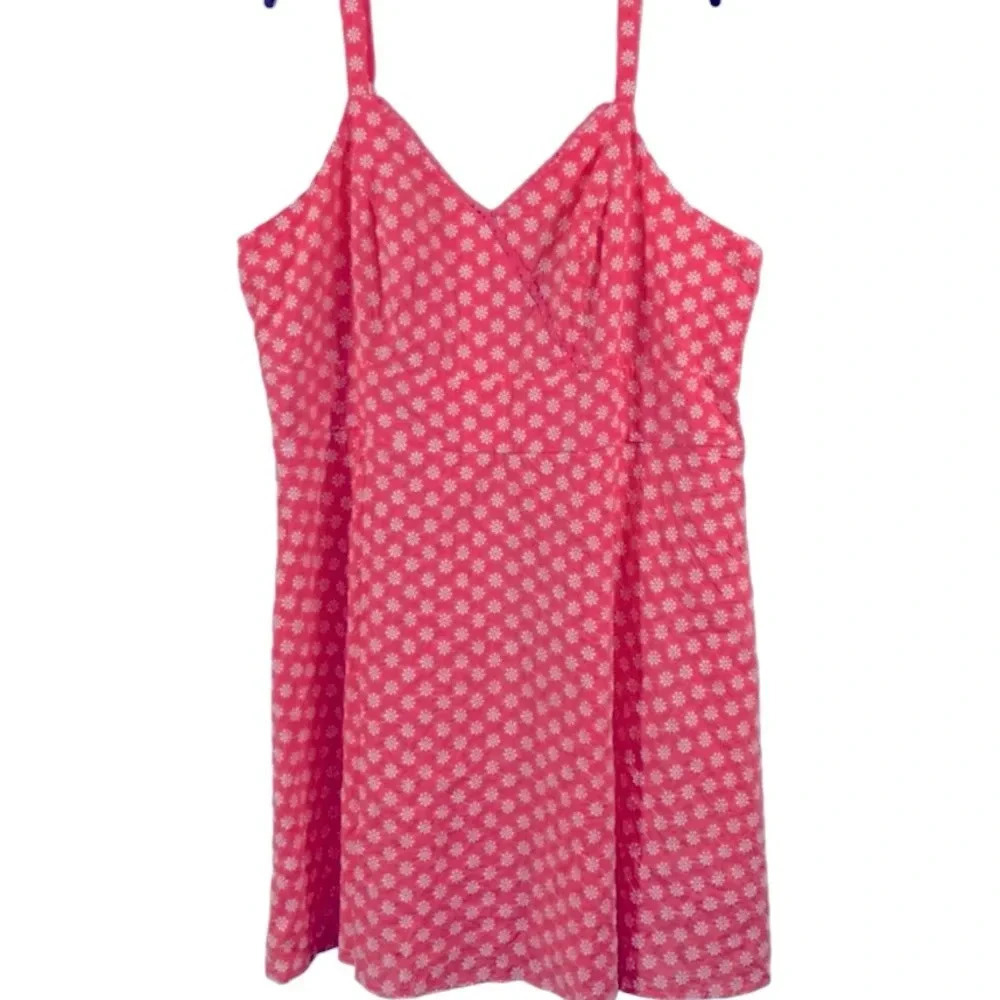 Trixxi Dress - Coral With  White Embroidered
Flowers
